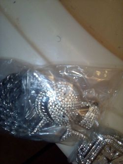 Brand new stainless steel bling necklace shark