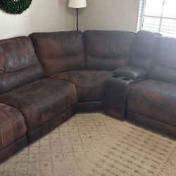 6 Pc Brown Electrical Reclining Sectional 