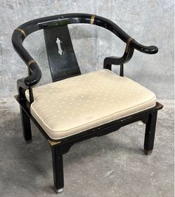 Century Furniture Chin Hua Black Lacquer Chinoiserie Arm Chair