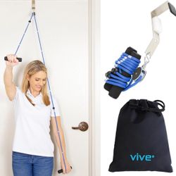 Over Door Pulley for Rotator Cuff/Shoulder PT with Durable Metal Pulley & Padded Handles