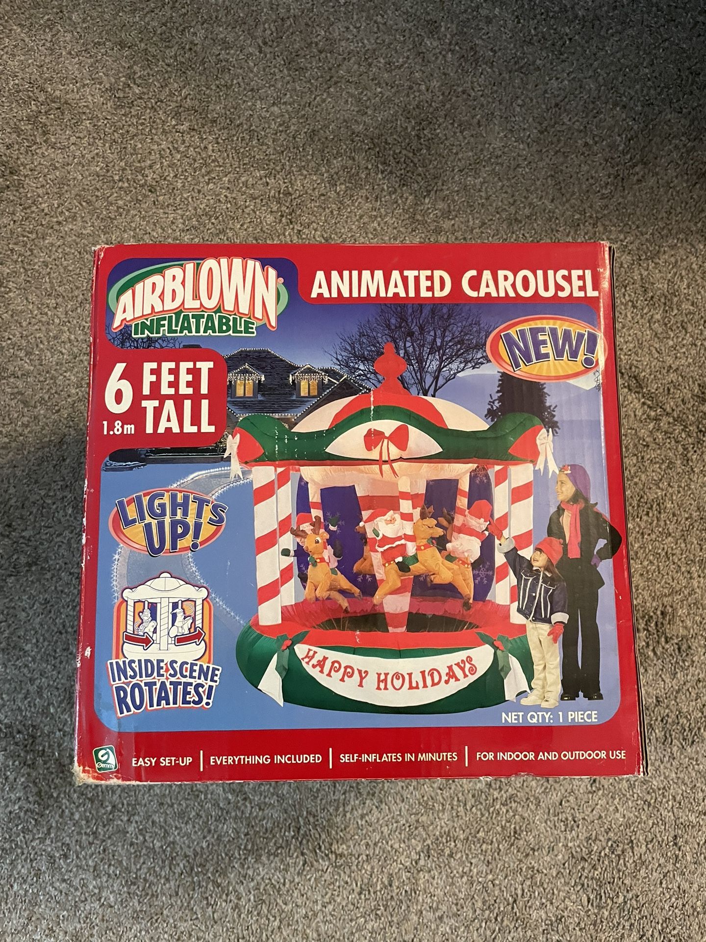 Gemmy Animated Carousel 8ft Christmas Inflatable factory Seale