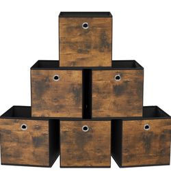 SONGMICS 10.2" Storage Bins Foldable Oxford Fabric w/ Handles Set of 6 - Brown