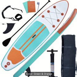 10'6" Inflatable Stand-Up Paddle Board with SUP Accessories, Non-Slip EVA Deck, Durable & Portable Design for Adults & Teens - All Skill Levels, Orang