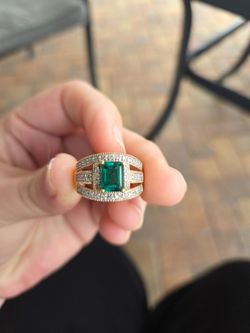 Emerald and Diamond 10k Gold Ring