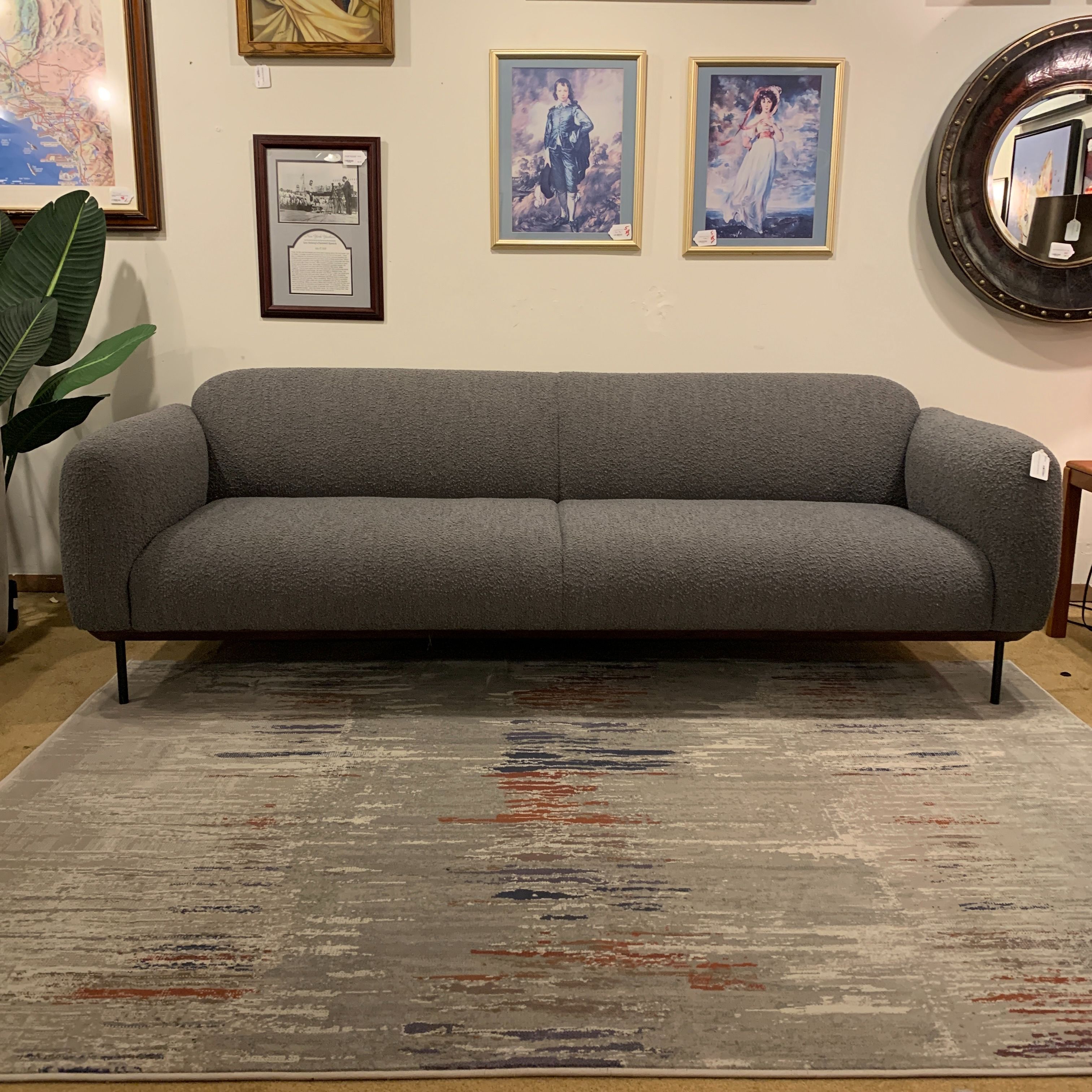Grey Boucle Puff Sofa by Kardiel