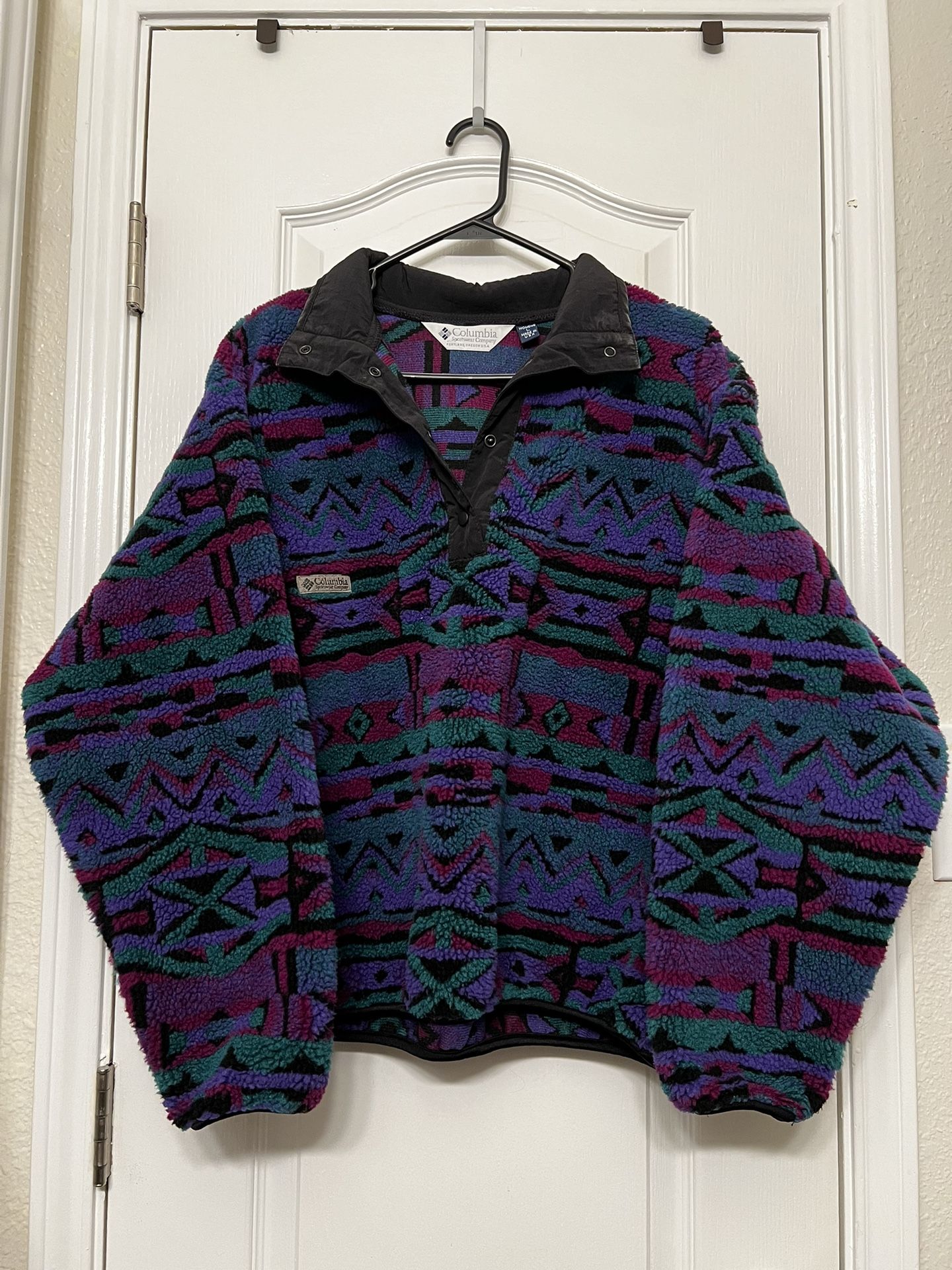 Vintage 90’s Women’s Aztec Print Colombia Button Pullover Fleece