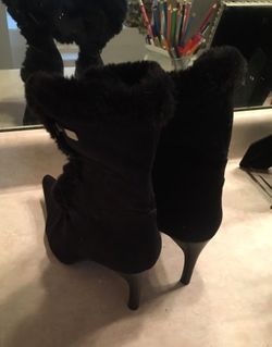 Black Friday Special! Black Suede Fur Boots - Size 8