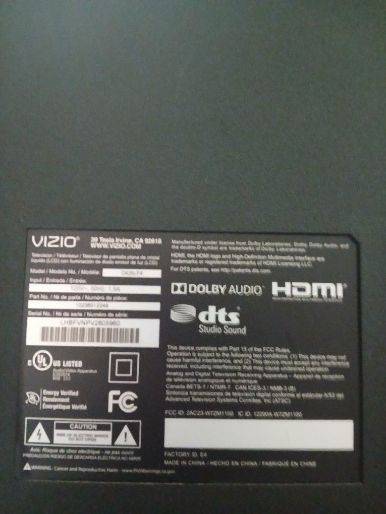 43" Vizo Smart Tv