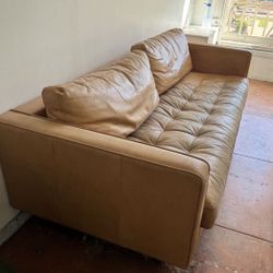 Midcentury Article Leather Sofa—Sell 1pm