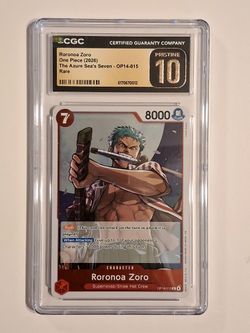 **2026 One Piece The Azure Sea's Seven Roronoa Zoro #OP14-015 CGC PRISTINE 10**