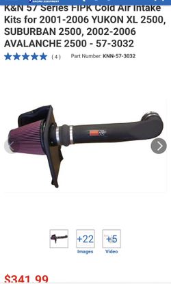 K&N 57 Series FIPK Cold Air Intake Kits for 8.1L 2001-2006 YUKON XL 2500, SUBURBAN 2500, 2002-2006 AVALANCHE 2500 -57-3032