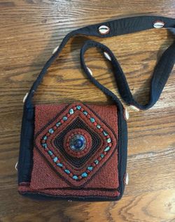 Tibetan Handmade Beaded Bag with Cowrie Shells and Embroidery