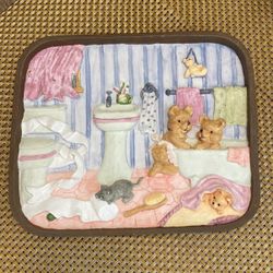 Bear Ceramic Wall Plaque 8 X 7”