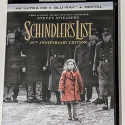 Schindler's List 4k + Blu Ray