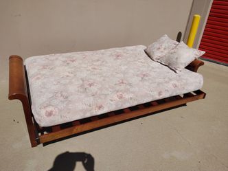 Wood Frame Futon Daybed with Mattress