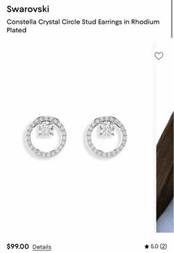 Swarovski Constella Crystal Circle Stud Earrings in Rhodium Plated