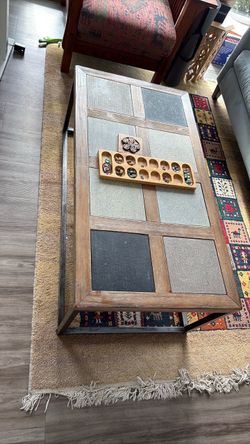Wood and Stone Tile Coffee Table