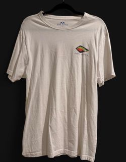 Fish Hippie White Graphic T-Shirt Size Large
