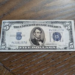 1934c Silver Certificate Five Dollars Almost Uncircumcised 
