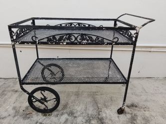 Tea Table Cart Wrought Iron Metal 