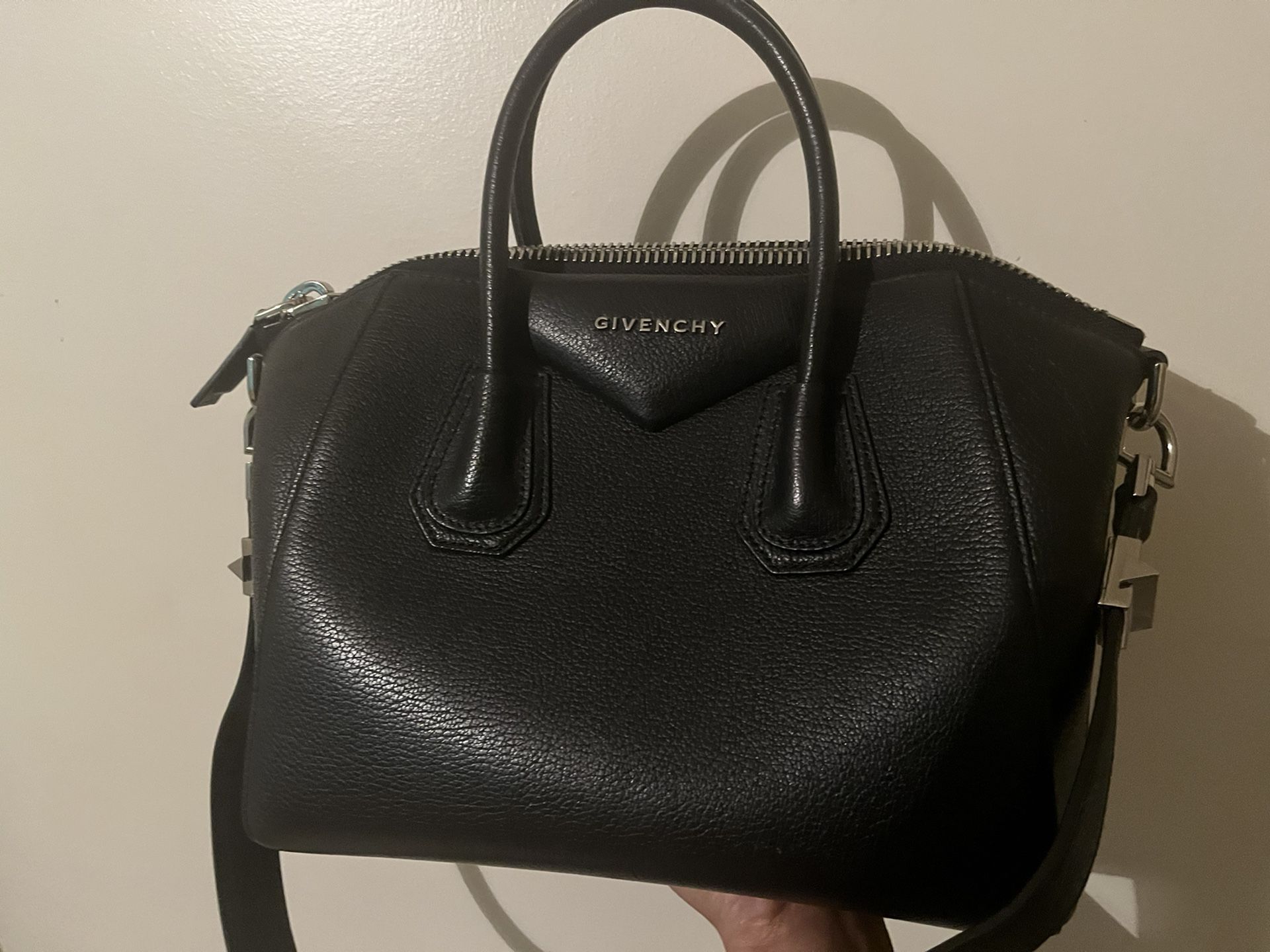 Givenchy Antigonia Medium Pebble Stone Leather Black Bag 