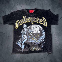 Black distressed Godspeed T Shitt