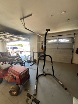 Punching bag stand with speed bag