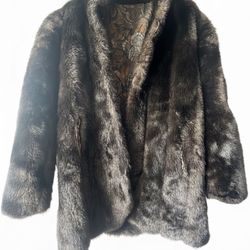 Vintage Faux Fur Coat Double-Sided  Brown/Black Women's Size XS