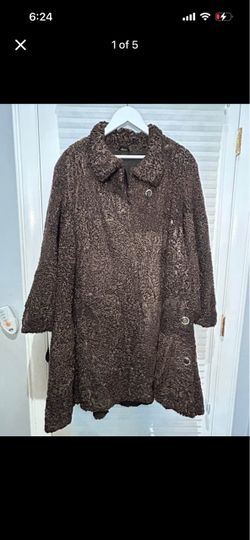 Solzpushnina Bukhara Women’s Brown Mid-Length Overcoat L Lined Collared Button large