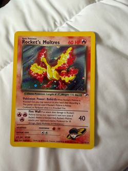 Pokémon TCG Rockets Moltres Holo Rare Card 12/132 Gym Heroes