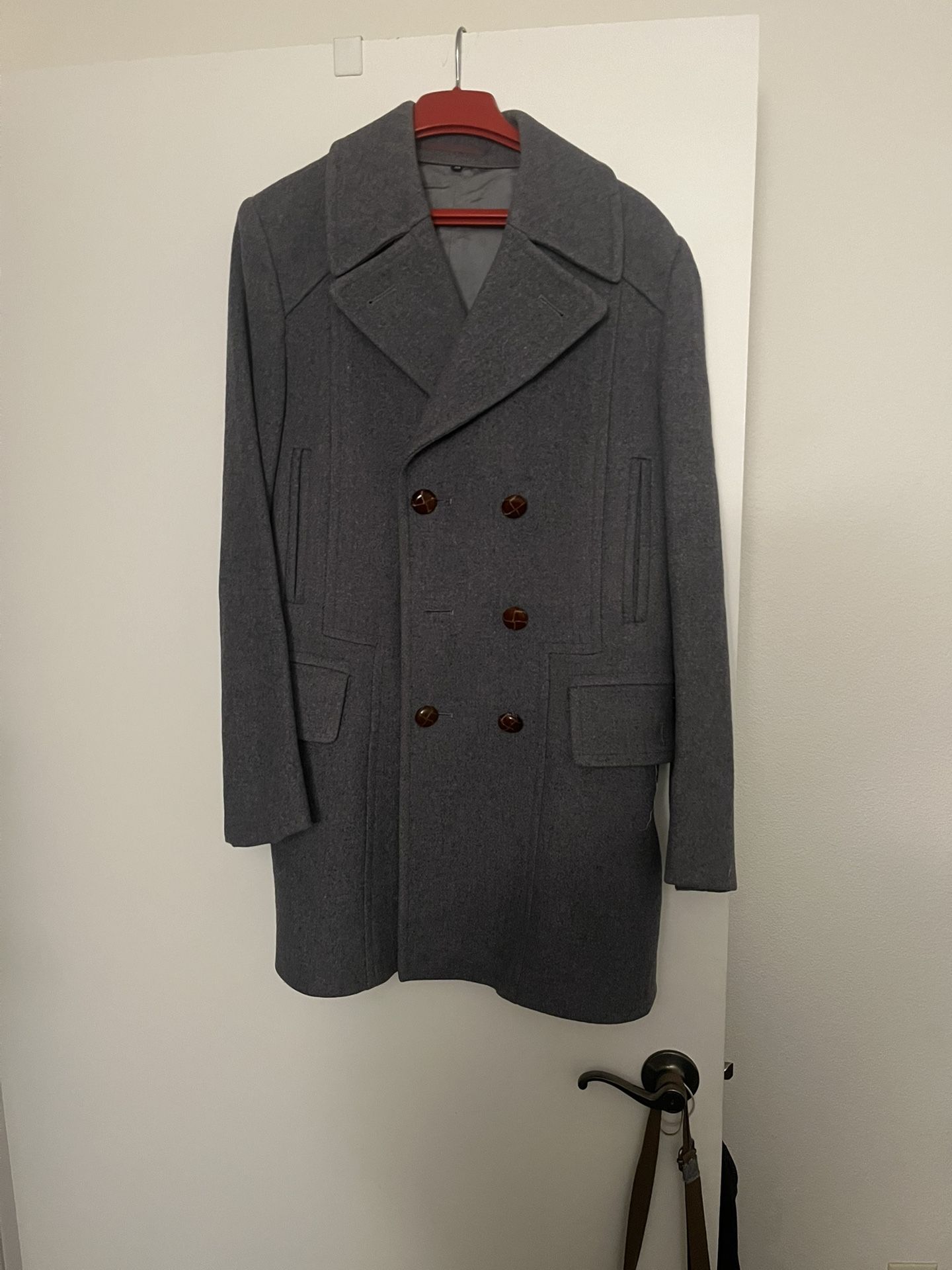 Grey Pea Jacket Wool Coat,New Products : American Fashion Style Bags On Sale