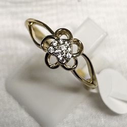 Elegant Gold Plated Heart Ring with zirconia Accents