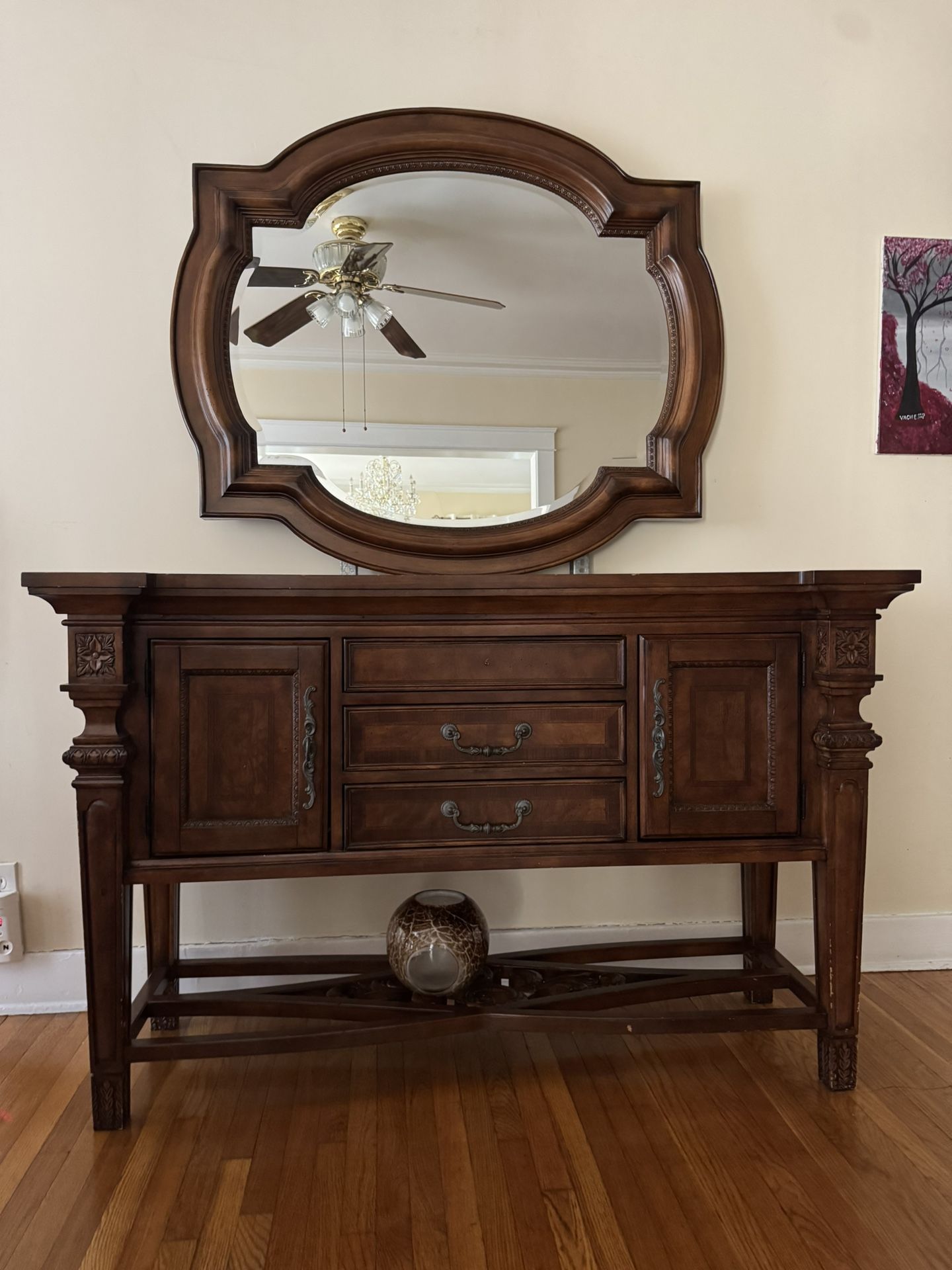 Vintage Wooden Buffet with Mirror – 20 Years Old