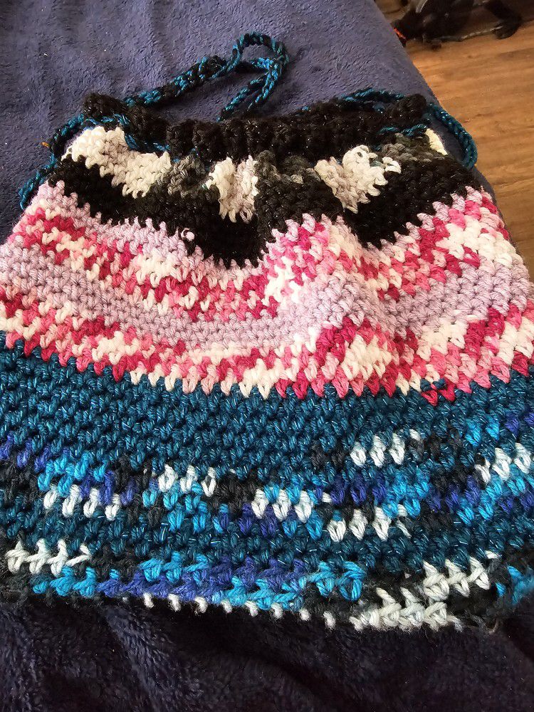 Handmaded Crochet Drawstring Backpack purse