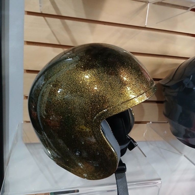 Motorcycle Summer Helmet Open Face Brand New Glitter Gold Color