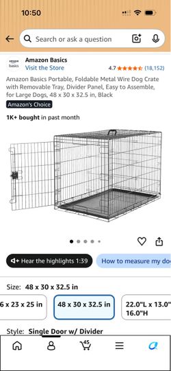 Dog  Crate foldable used 48x30x32.5