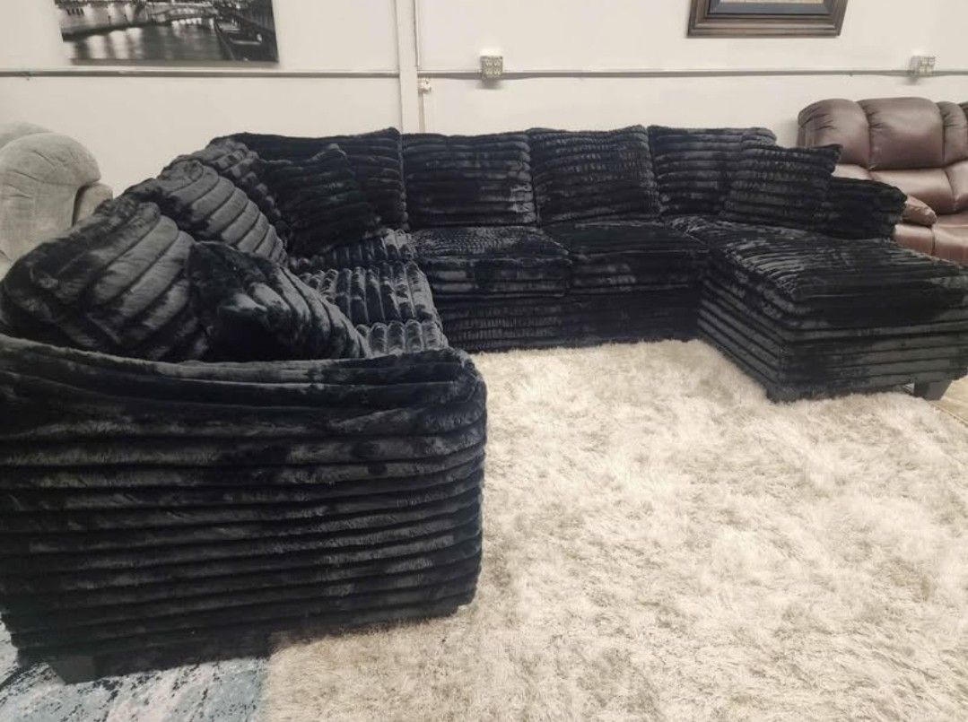 Brand New Artisan Wham Black 3pc THICK CORDUROY Sectionals ๐ฅ