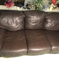 Chocolate Colored Leather Sofa