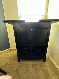 Wood Bar Cabinet / Wine Storage Table – Great Condition