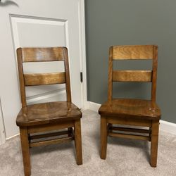 Heirloom Quality Children's Solid Maple Wood Chairs | Sculpted Saddle Seat | Set of 2
