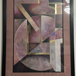 2 Framed Geometric Abstract Art Wall Decor