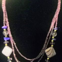 Collar Con Piedrita Y Piedras Lila Y Otros Colores 