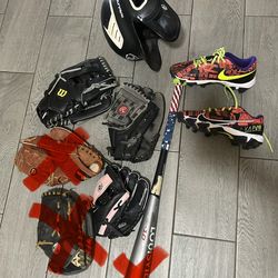 Gloves Helmet Etc.. Softball/baseball