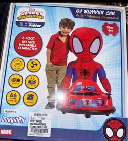 Marvel Spider-Man Spidey ImaginAir 6V Powered Ride-On Bumper Car with Inflatable Character. Brand new.