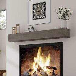 Auxane Pine Solid Wood Fireplace Shelf Mantel  Open box. It has a small hole—check the last picture. Price is negotiable.  3178