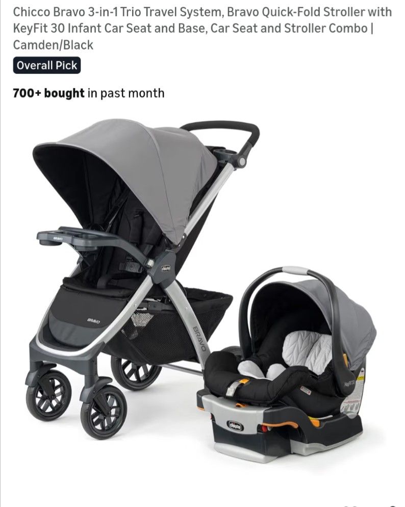 Chicco Bravo Travel System Stroller Car Seat and Base