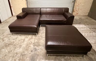 Burgundy Genuine Leather Sectional Sofa