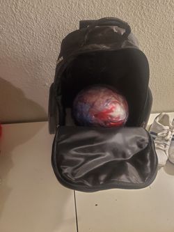 Bowling ball with case and shoes size 6 woman 10lb ball