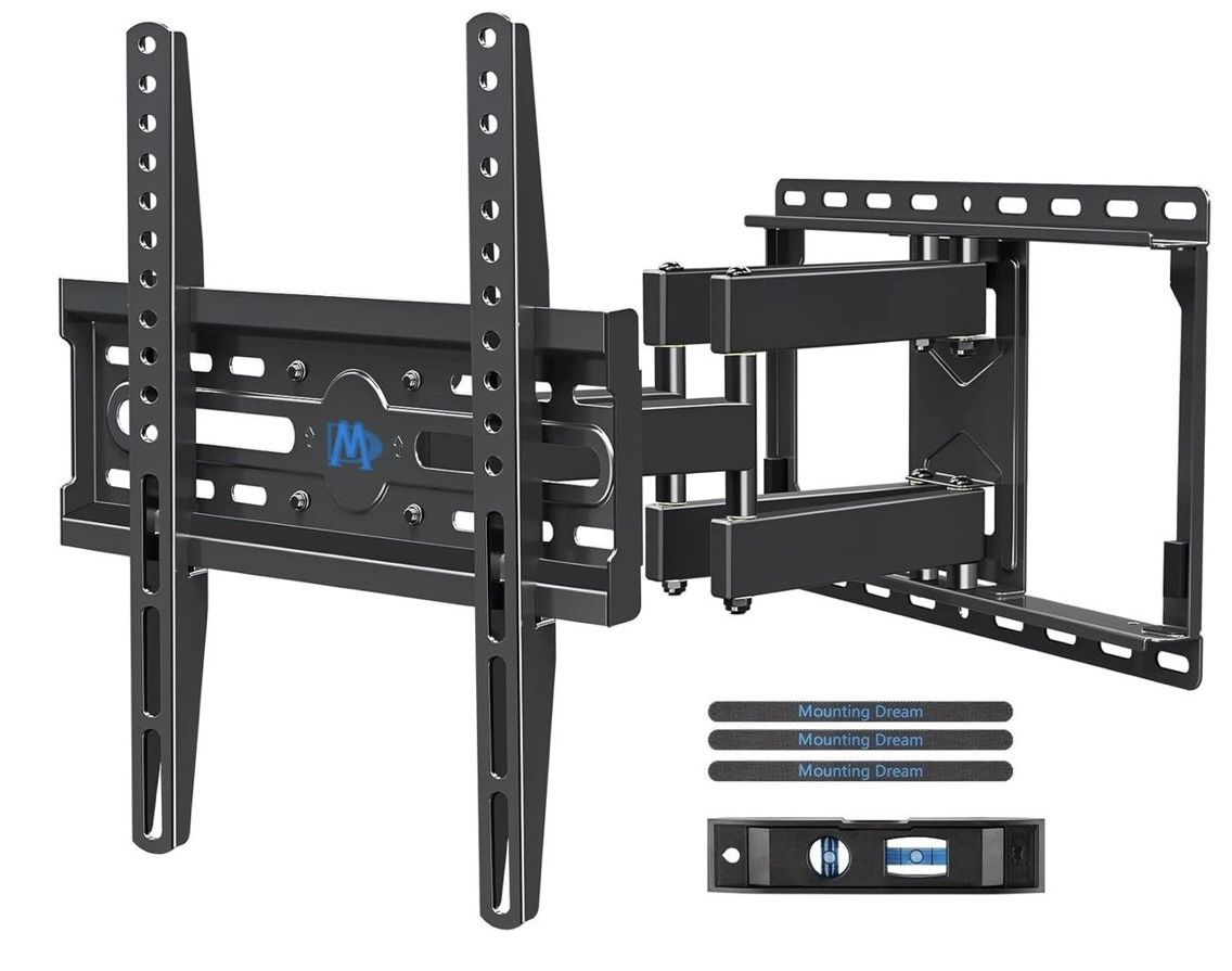 Mounting Dream TV Wall Mount for 32-65 Inch Television, Mount with Swivel and Tilt, Full Motion Bracket with Articulating Dual Arms, Fits 16inch Studs
