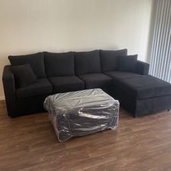 Black Sectional With Ottoman ‼️take It Home With $39 Easy Approval ‼️